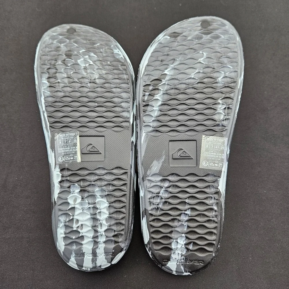 Quiksilver Mens Cloudbreak Slim Marble Slide Sandals Black White CQ10290M Size 8